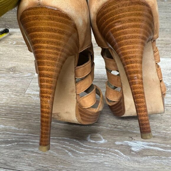 Stuart Weitzman Brown Leather Gladiator Booties Women's Size 9.5 - Picture 5 of 8